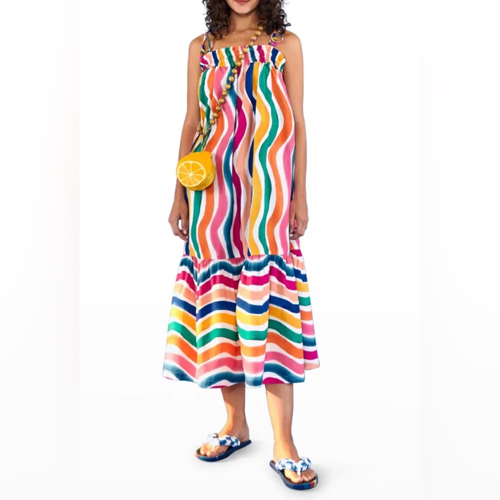 Farm Rio dancing stripes midi dress